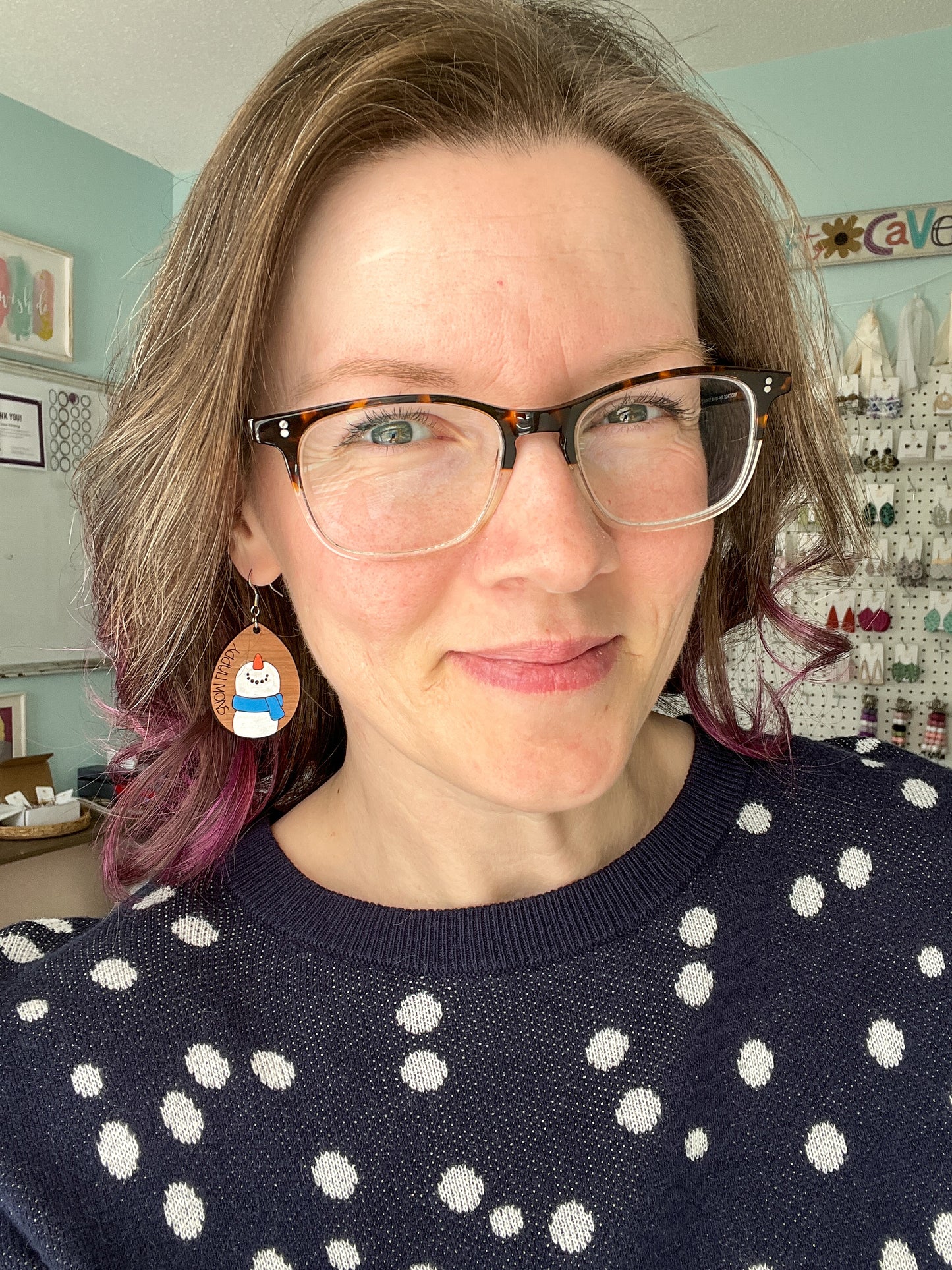 Happy Snowman Wood Earrings: Choose From 3 Styles