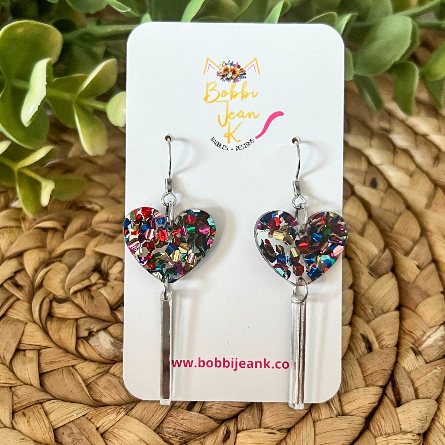 Heart "Lollipop" Acrylic Earrings: Choose From 2 Styles