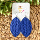 Blue "Fishtail Braided" Embossed Leather Earrings: Choose From 3 Shapes - ONLY ONE LEFT OF LEAF & TEARDROP