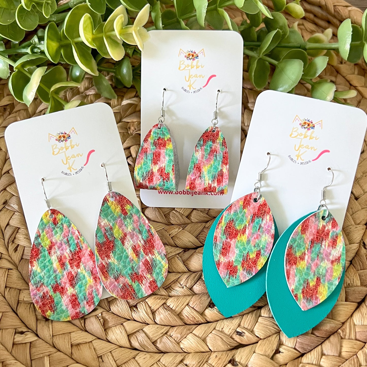 Paint Splash Leather Earrings: Choose From 3 Styles - LAST CHANCE