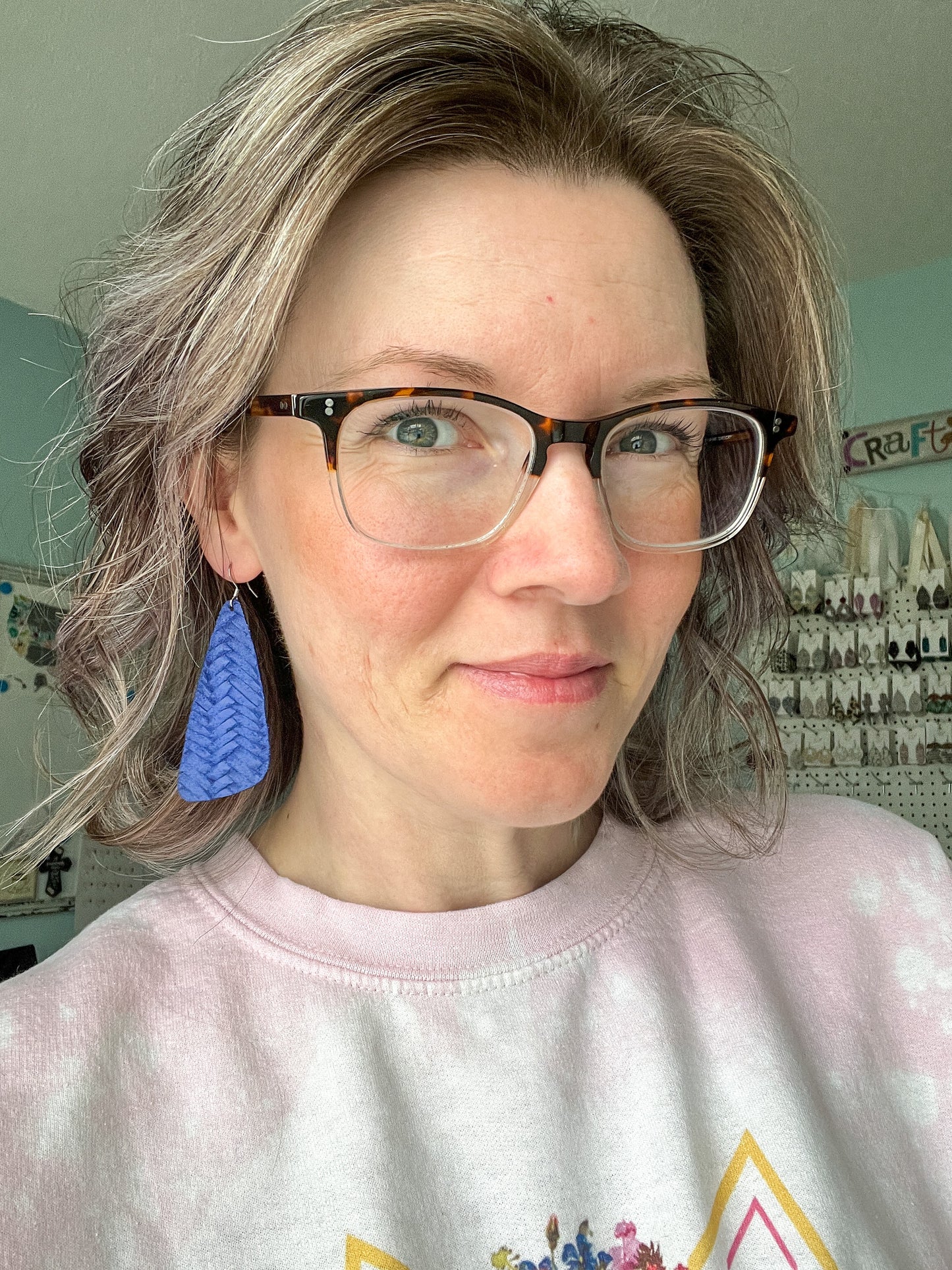 Blue "Fishtail Braided" Embossed Leather Earrings: Choose From 3 Styles - LAST CHANCE