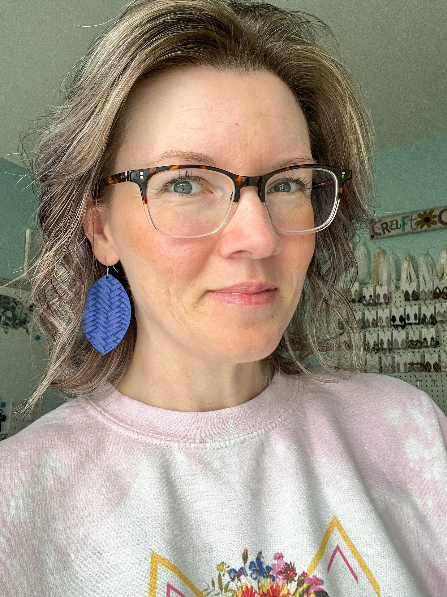 Blue "Fishtail Braided" Embossed Leather Earrings: Choose From 3 Styles - LAST CHANCE