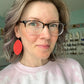 Coral "Palm Leaf" Embossed Leather Earrings: Choose From 3 Styles - ONLY 1 BAR SHAPE LEFT