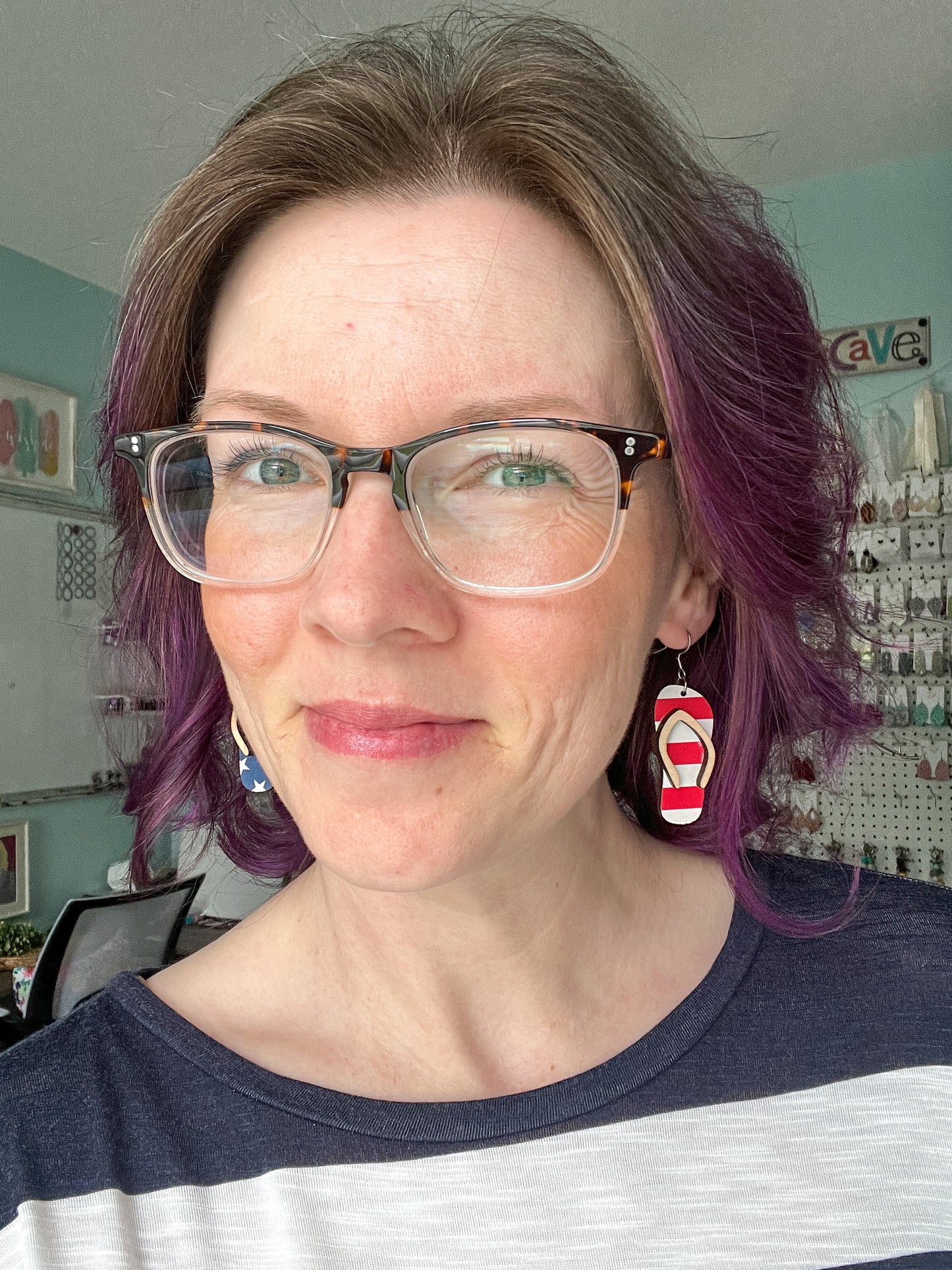 Stars & Stripes Wood Swimsuit & Flip Flop Earrings