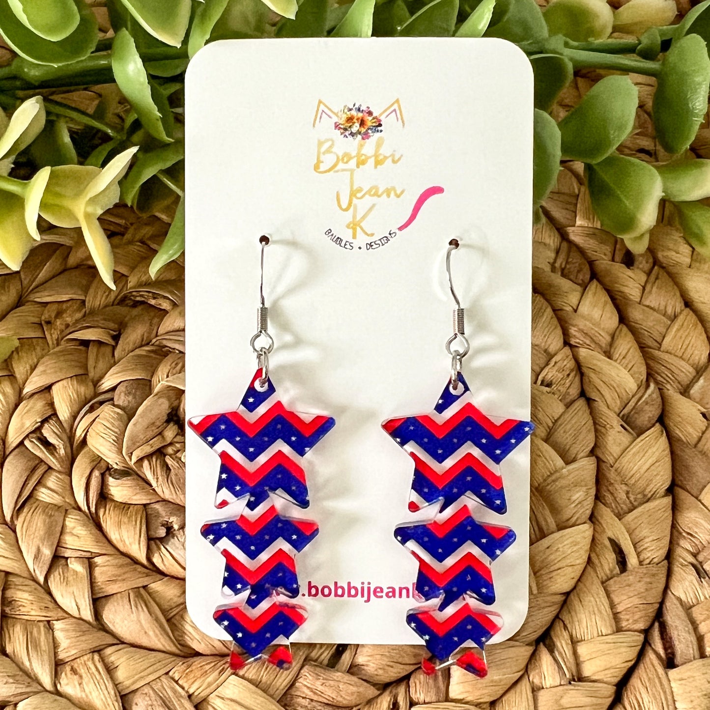 Chevron Stars Acrylic Earrings: Choose From 3 Styles - LAST CHANCE