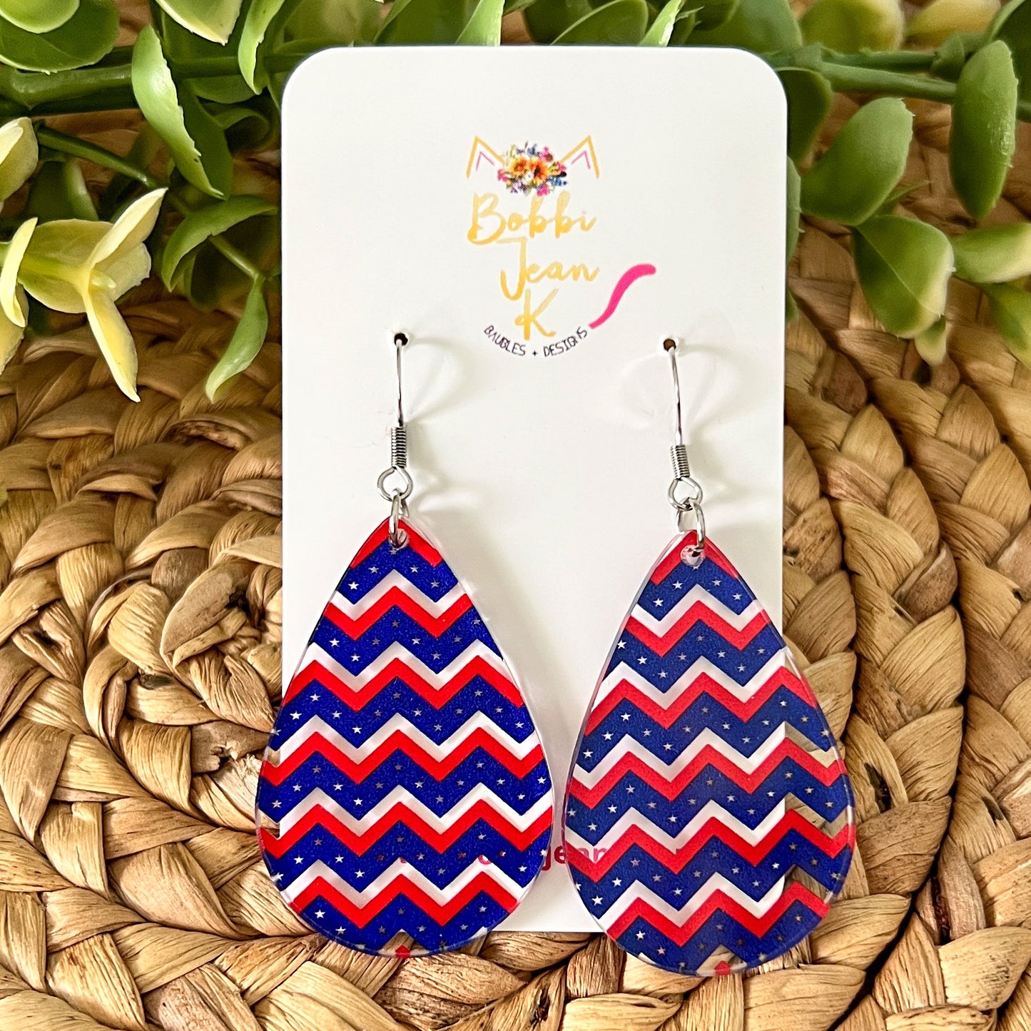 Chevron Stars Acrylic Earrings: Choose From 3 Styles - LAST CHANCE
