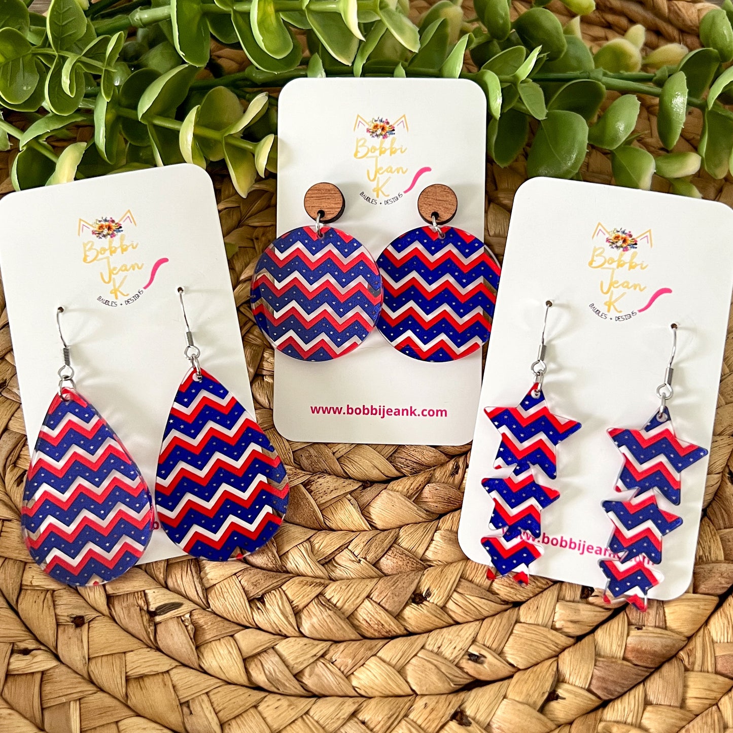 Chevron Stars Acrylic Earrings: Choose From 3 Styles - LAST CHANCE