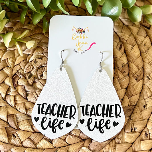 SALE: Teacher Life Pointed Leather Teardrop Earrings - DESIGN BEING DISCONTINUED