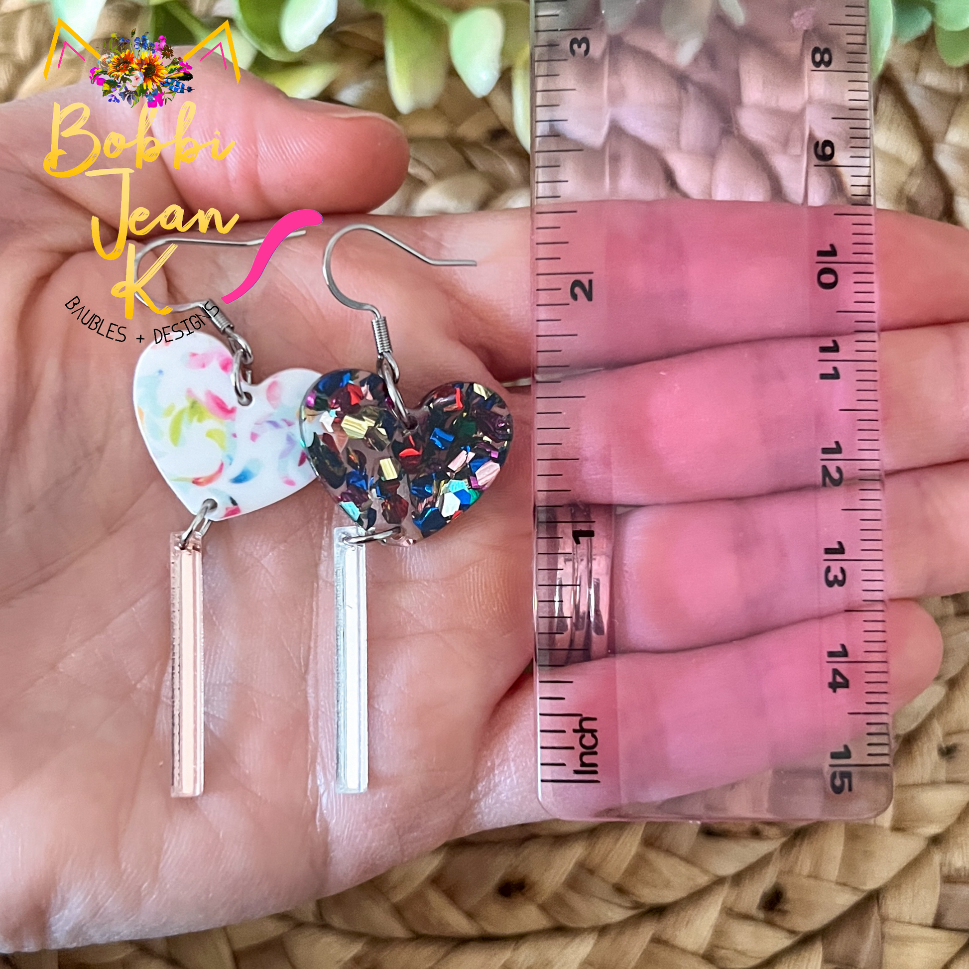 Heart "Lollipop" Acrylic Earrings: Choose From 2 Styles