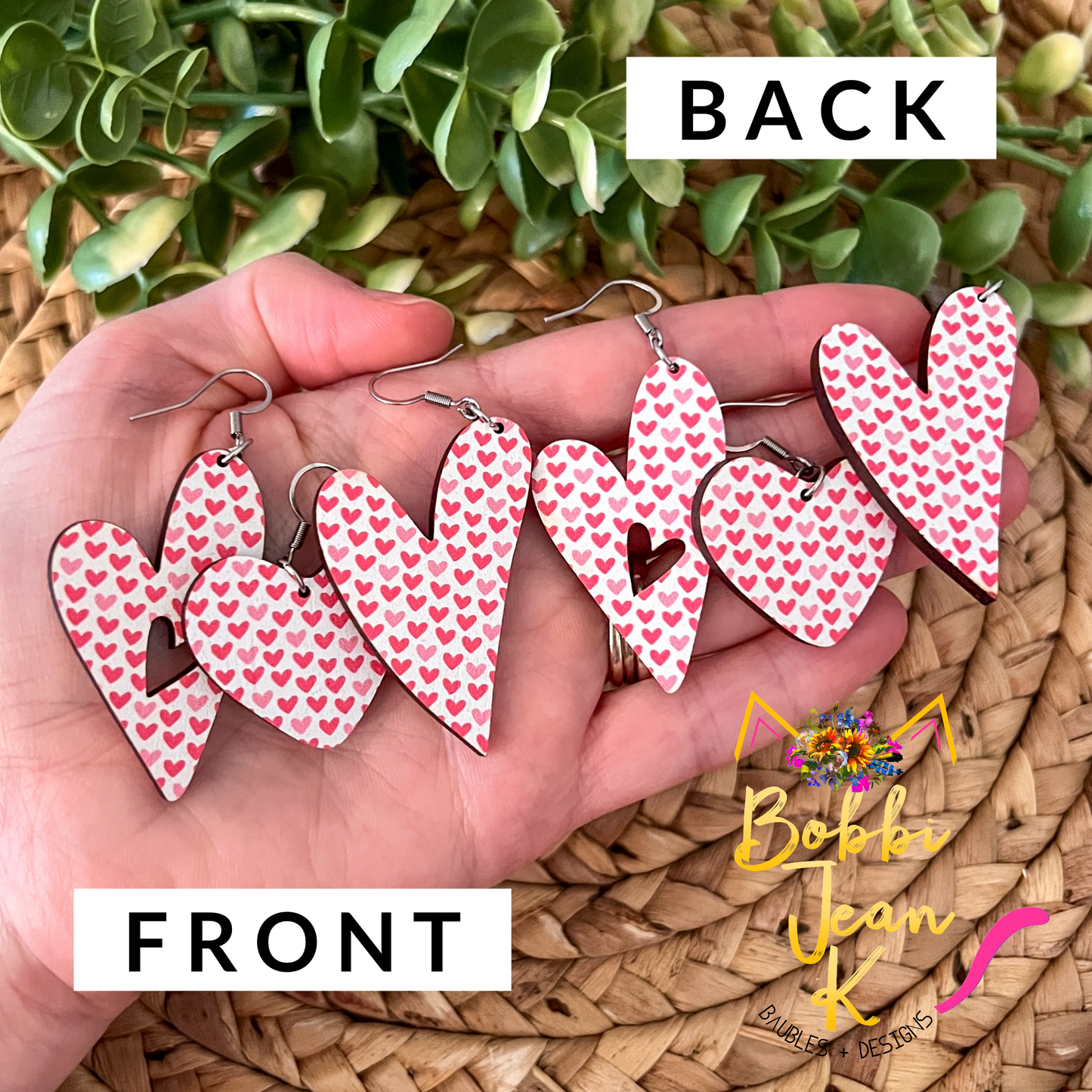 Mini Heart Wood Heart Earrings: Choose From 3 Styles