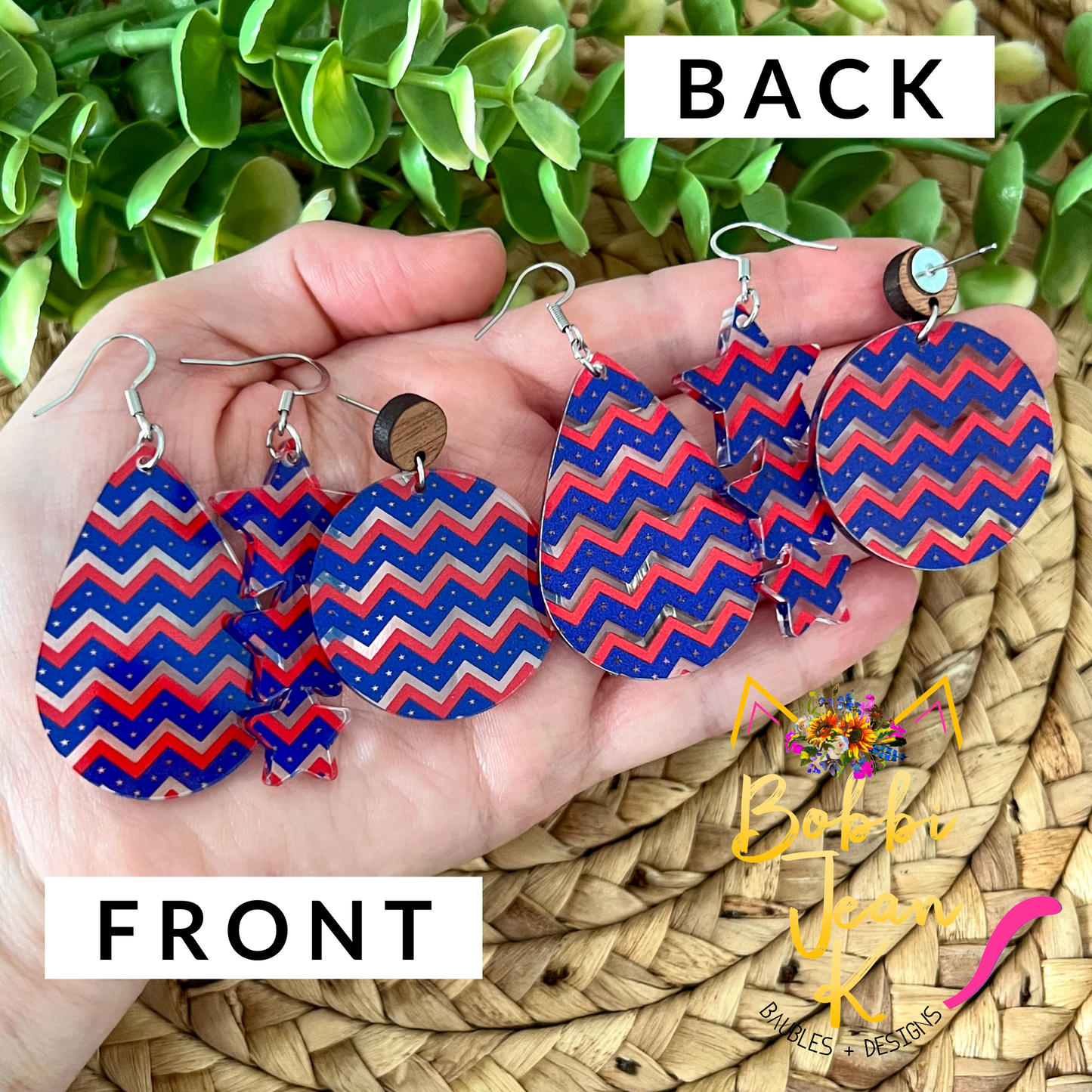 Chevron Stars Acrylic Earrings: Choose From 3 Styles - LAST CHANCE