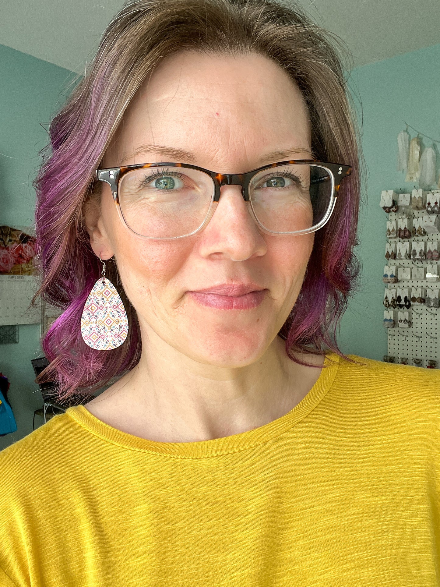 SALE: Diamond Multi-Colored Aztec Cork on Leather Earrings: Choose From 3 Styles - LAST CHANCE