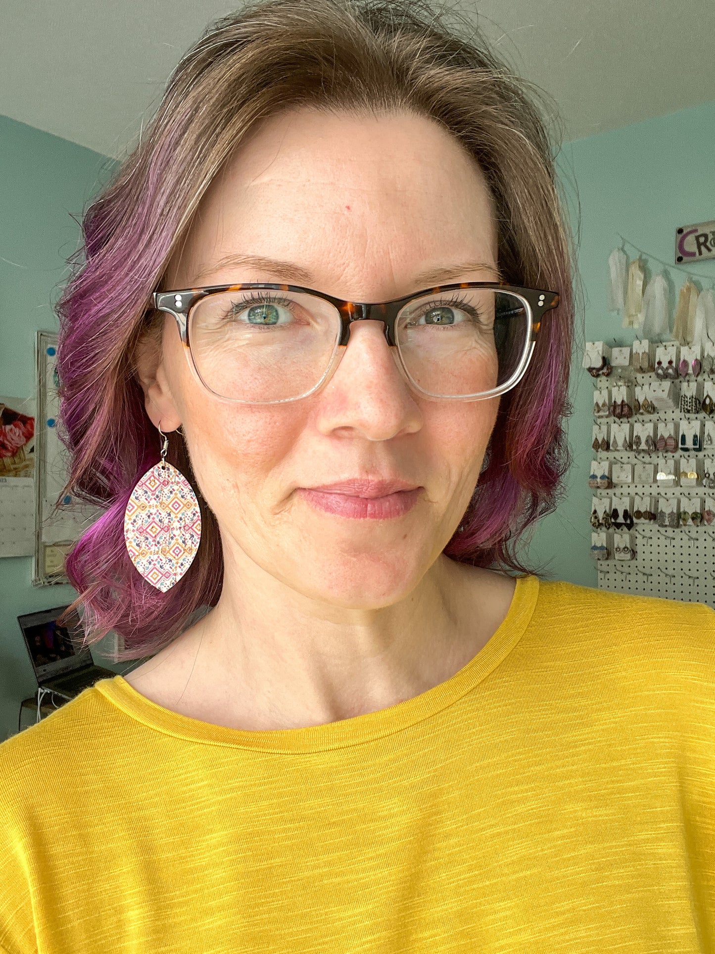 SALE: Diamond Multi-Colored Aztec Cork on Leather Earrings: Choose From 3 Styles - LAST CHANCE