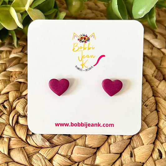 Plum Clay Heart Studs