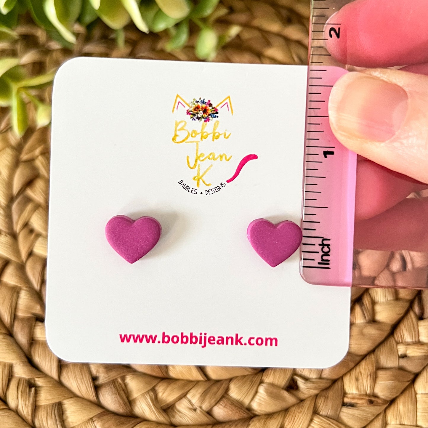 Purple Clay Heart Studs