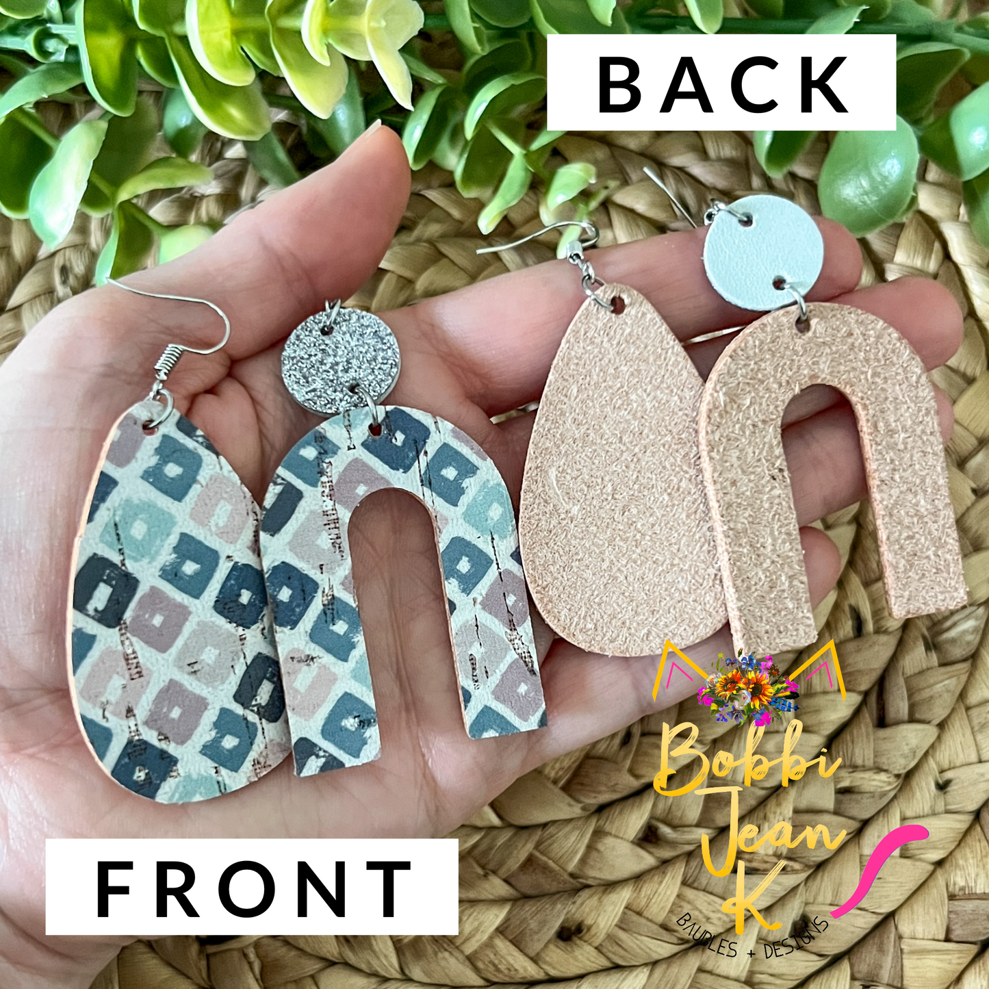 Pastel Squares Cork on Leather Earrings: Choose From 2 Styles - LAST CHANCE