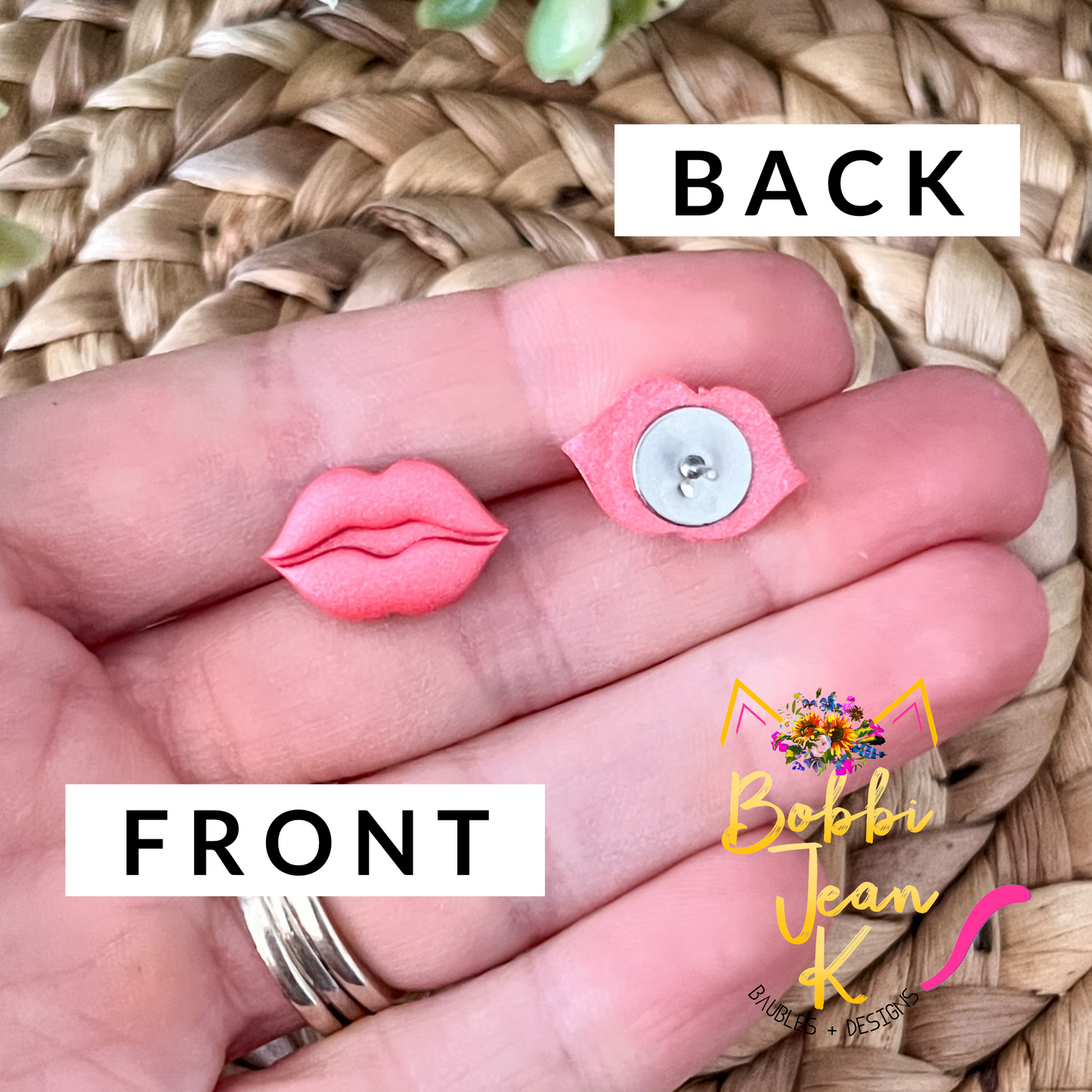 "Shimmer Sunset" Lip Shape Clay Studs