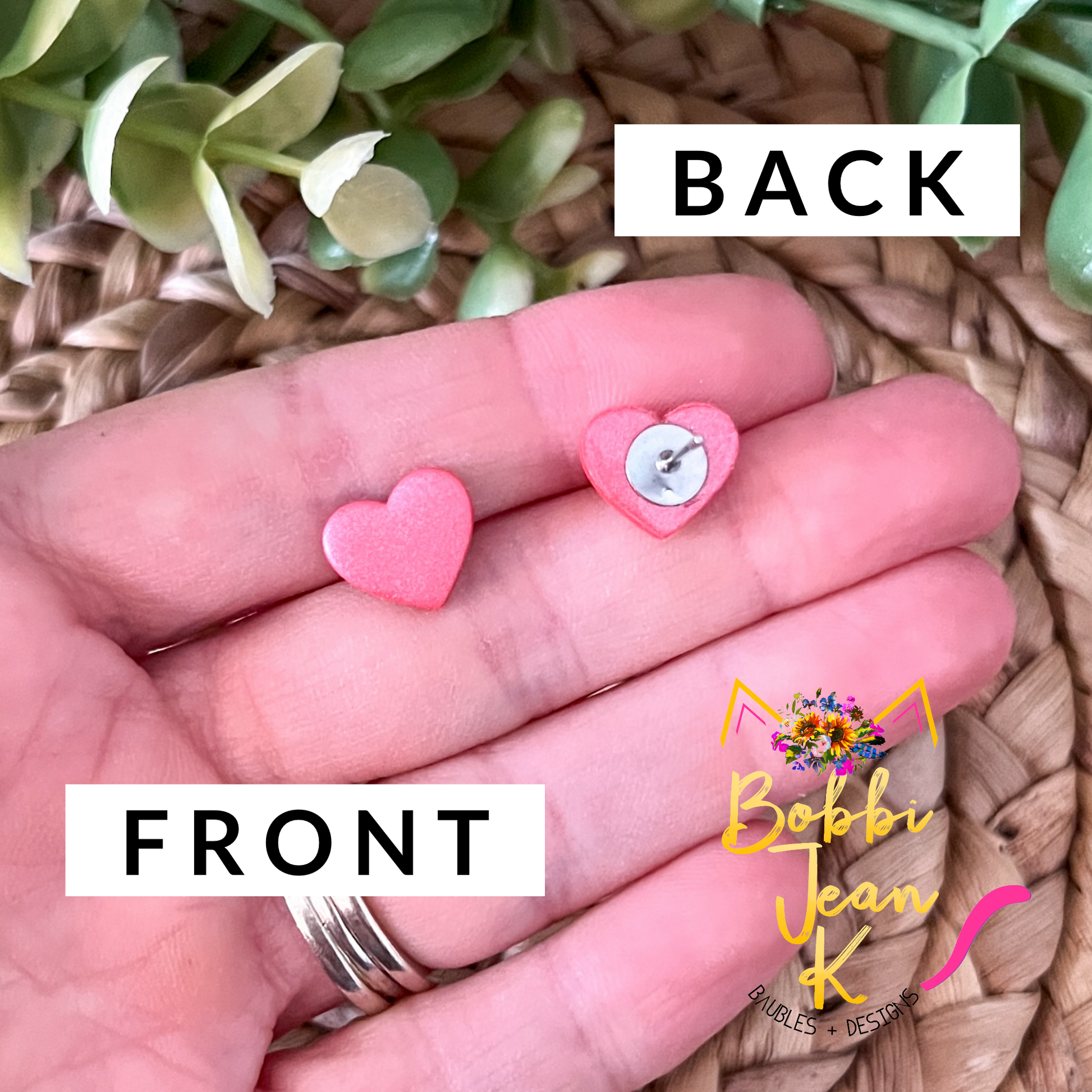 "Shimmer Sunset" Clay Heart Studs