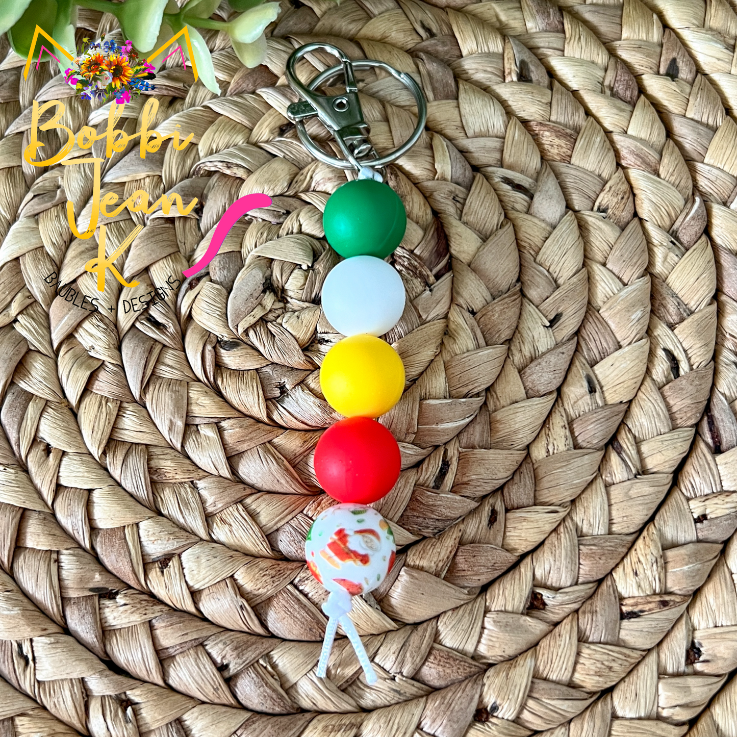 SALE: Christmas Silicone Beaded Keychain/Bag Charm