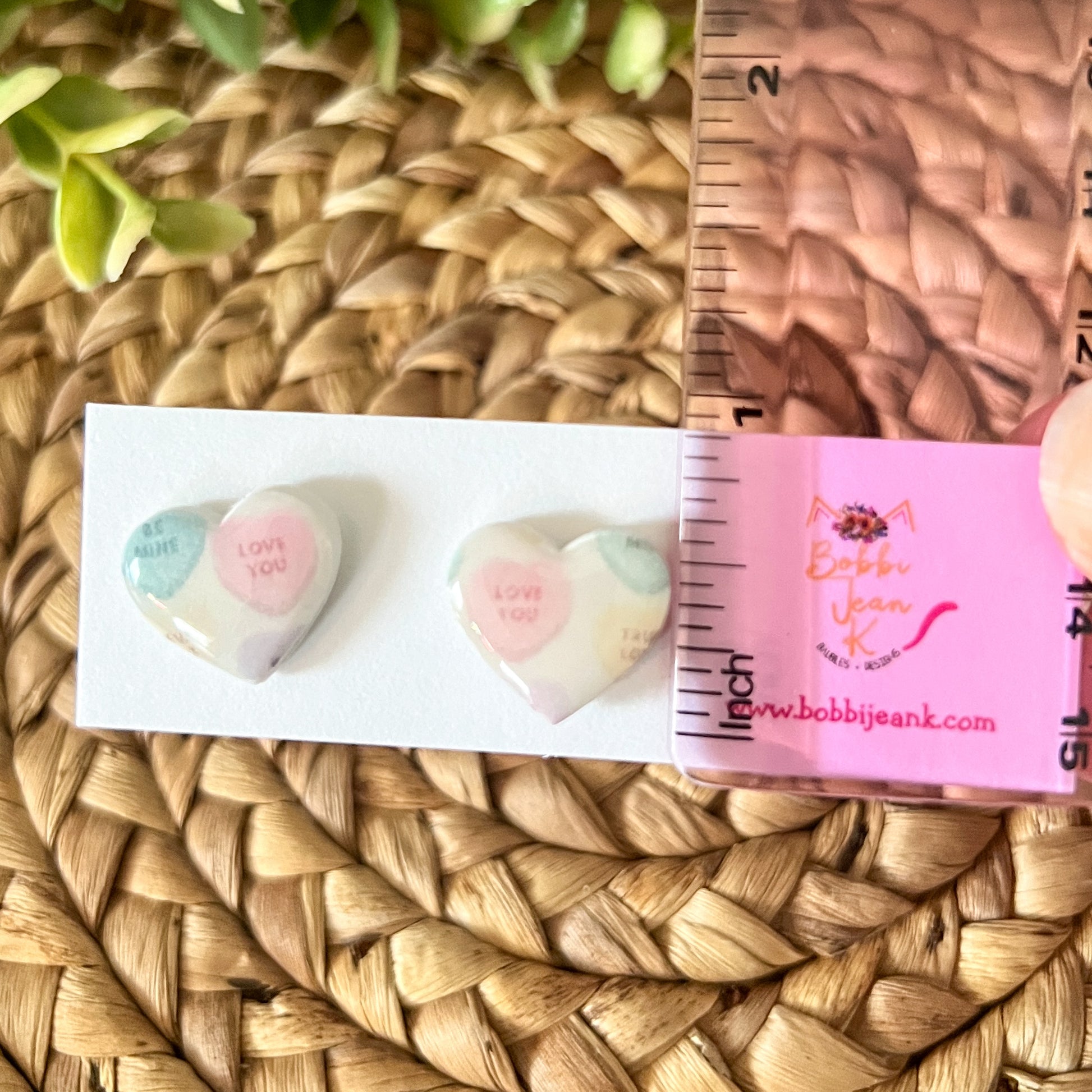 Vintage-Style Convo Heart Clay Studs