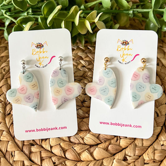 Vintage-Style Convo Heart Sway Clay Earrings
