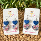 Floral Print Double Heart Clay Earrings: Choose From 2 Colors