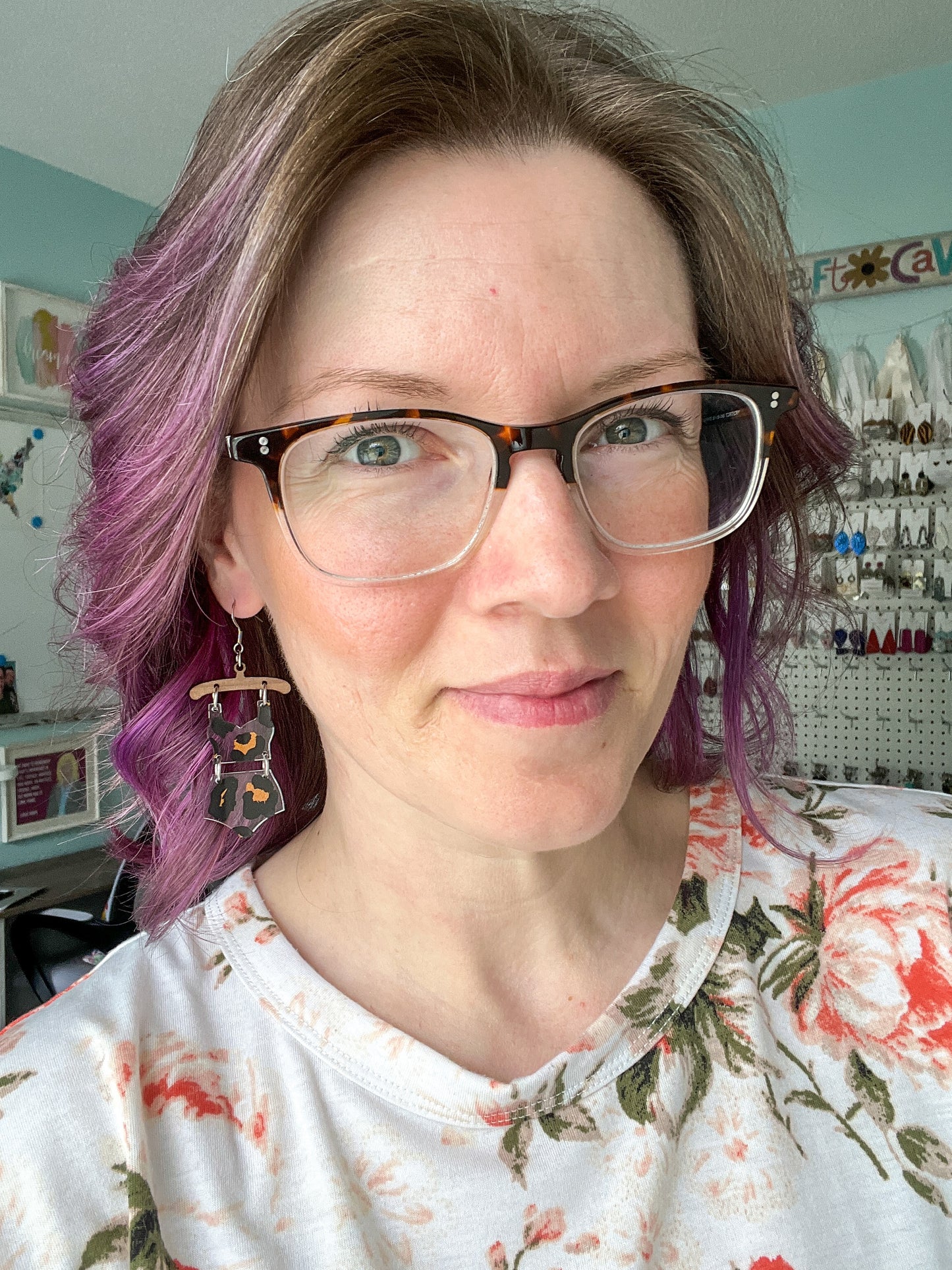 Leopard Print Acrylic Swimsuit & Flip Flop Earrings