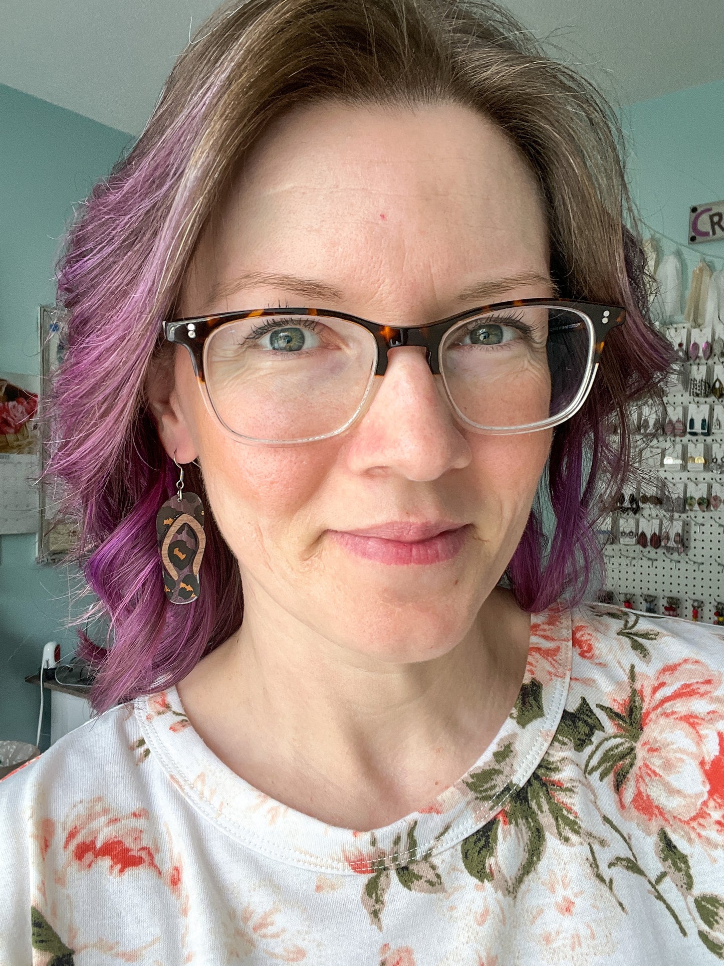 Leopard Print Acrylic Swimsuit & Flip Flop Earrings