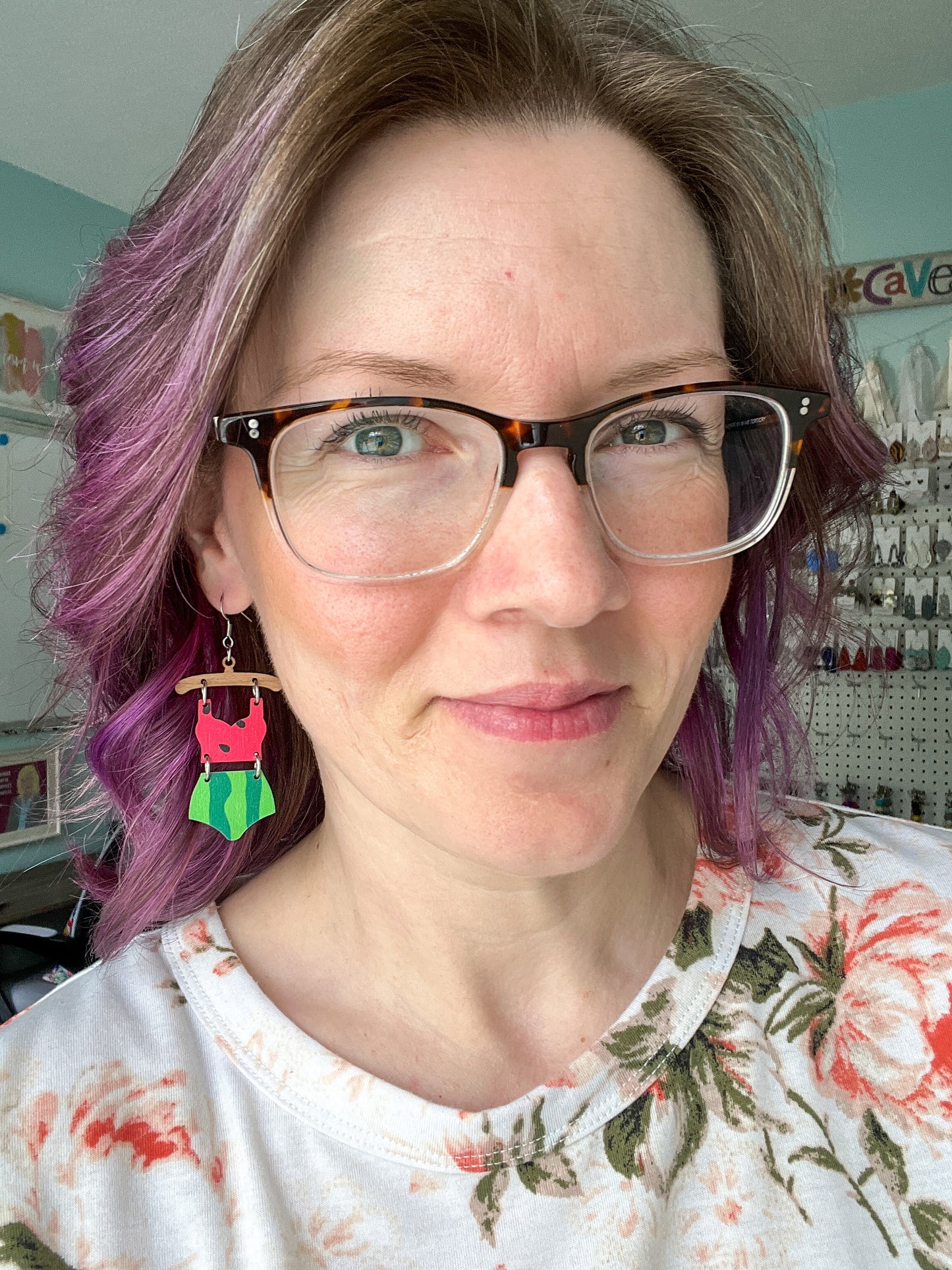 Watermelon Wood Swimsuit & Flip Flop Earrings