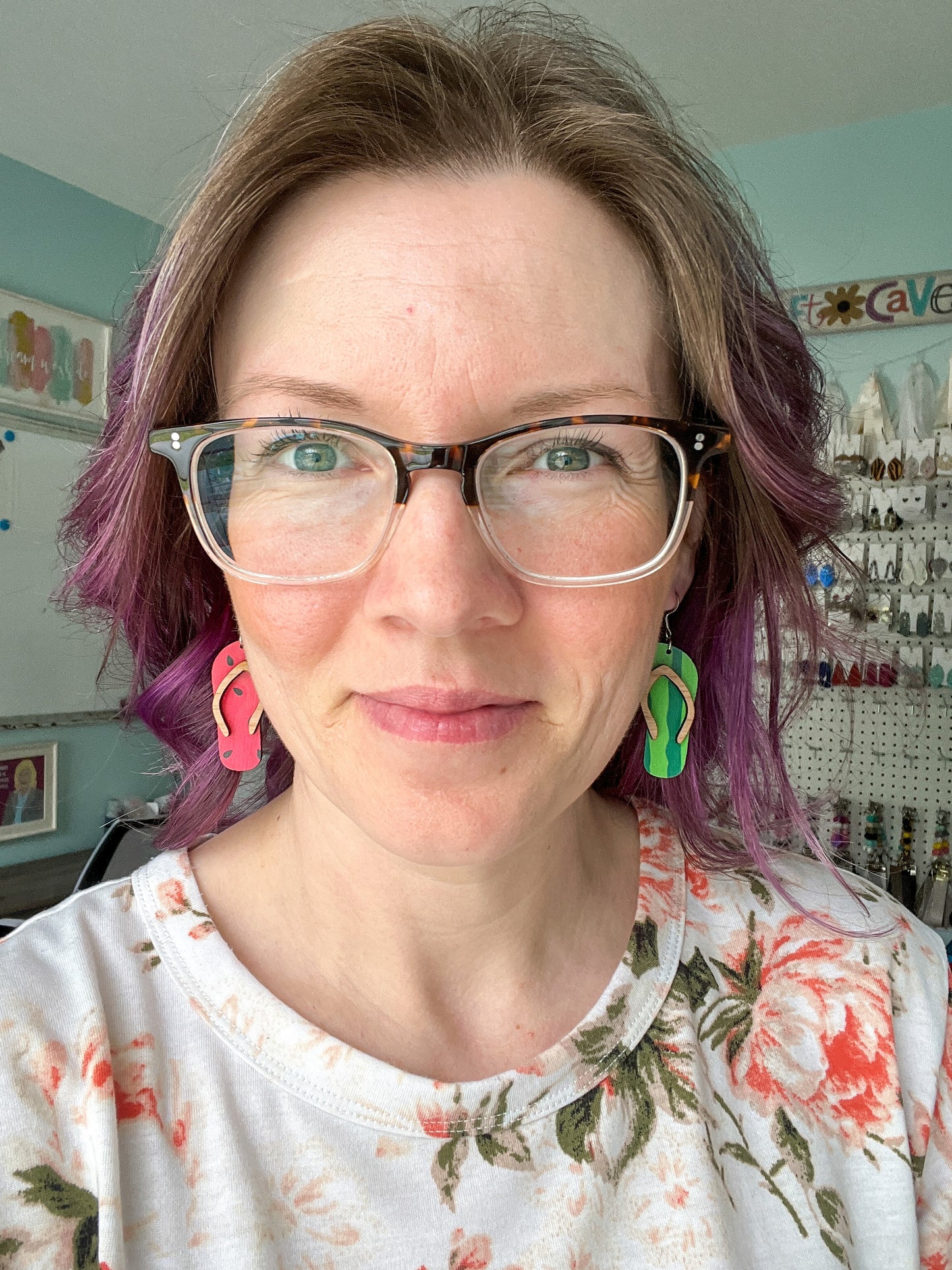 Watermelon Wood Swimsuit & Flip Flop Earrings