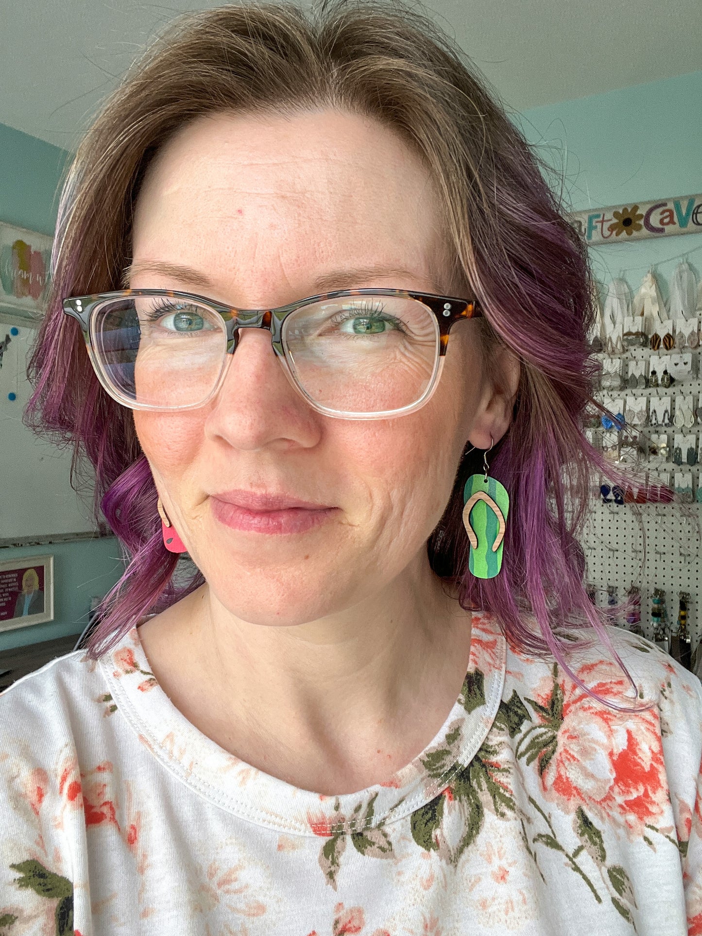 Watermelon Wood Swimsuit & Flip Flop Earrings