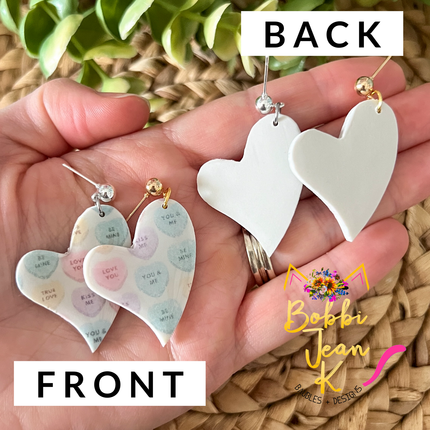 Vintage-Style Convo Heart Sway Clay Earrings