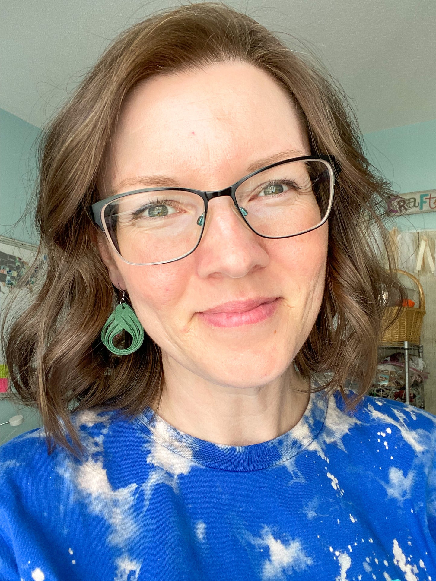 Light Green Loop Suede Leather Earrings