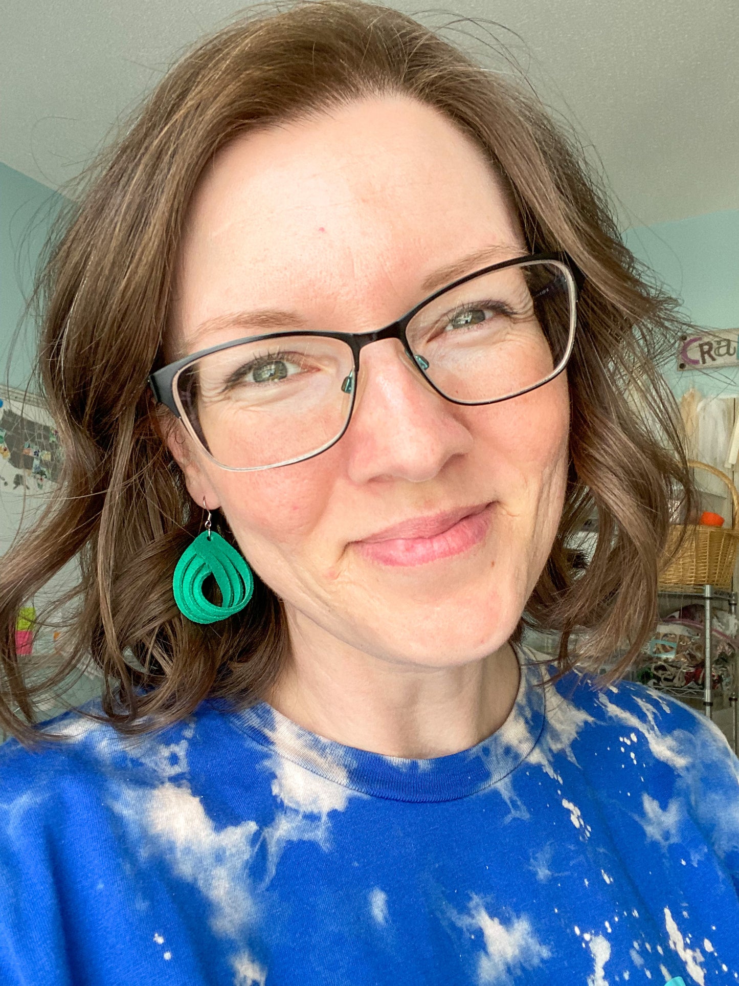 Emerald Green Loop Suede Leather Earrings