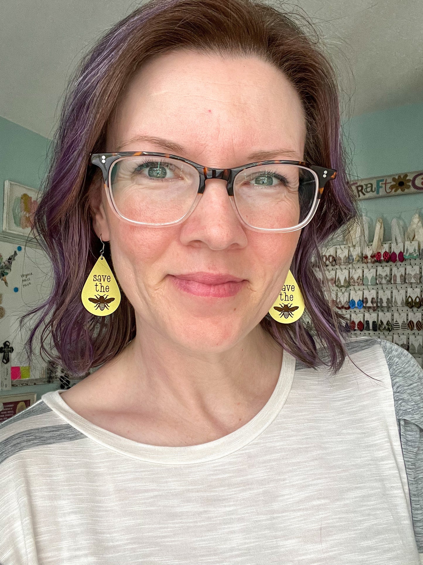 Save the Bees Engraved Wood Teardrops: Choose From 2 Wood Options
