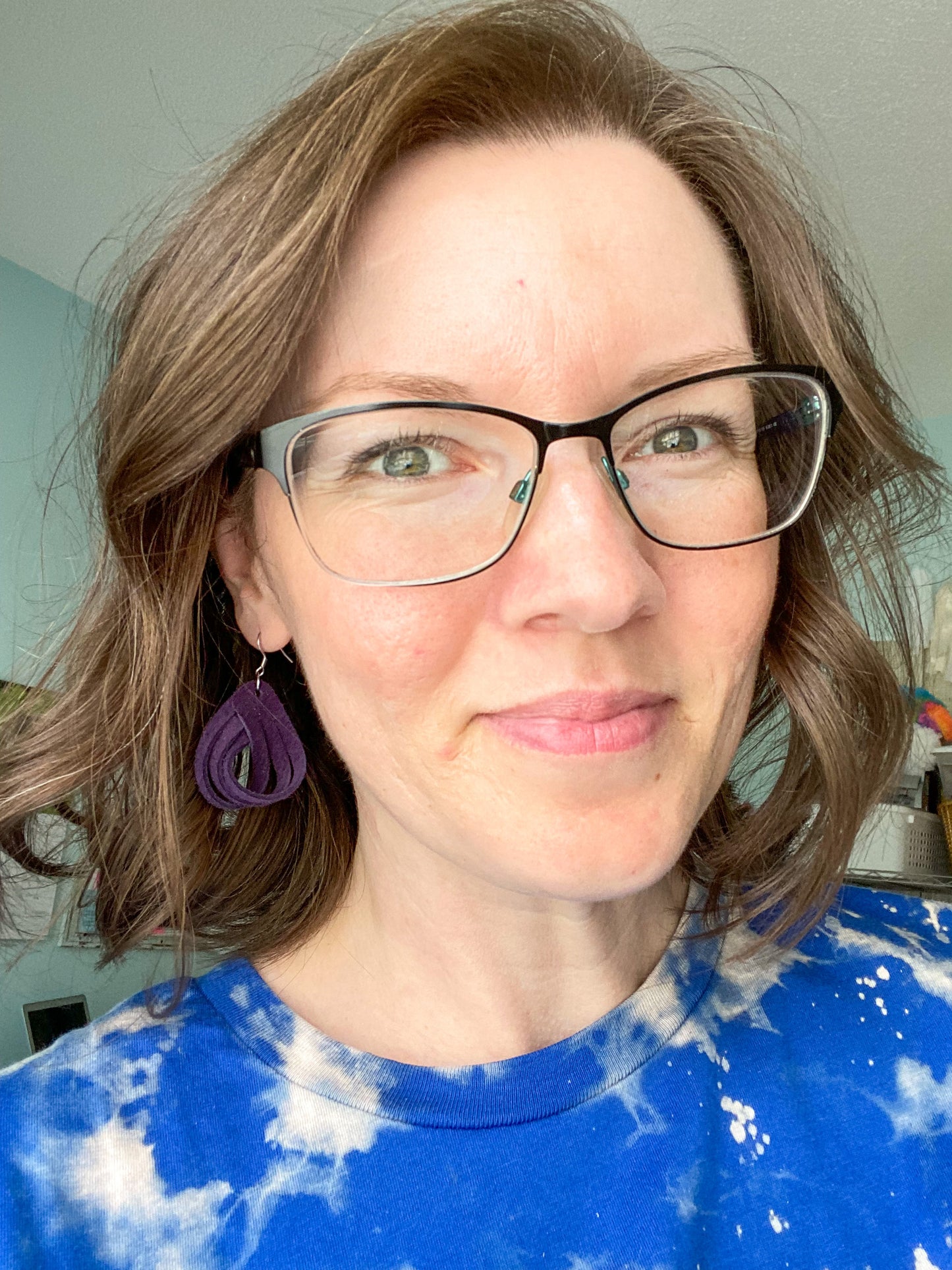 SALE: Dark Purple Loop Suede Leather Earrings - COLOR WILL BE DISCONTINUED ONCE SOLD OUT