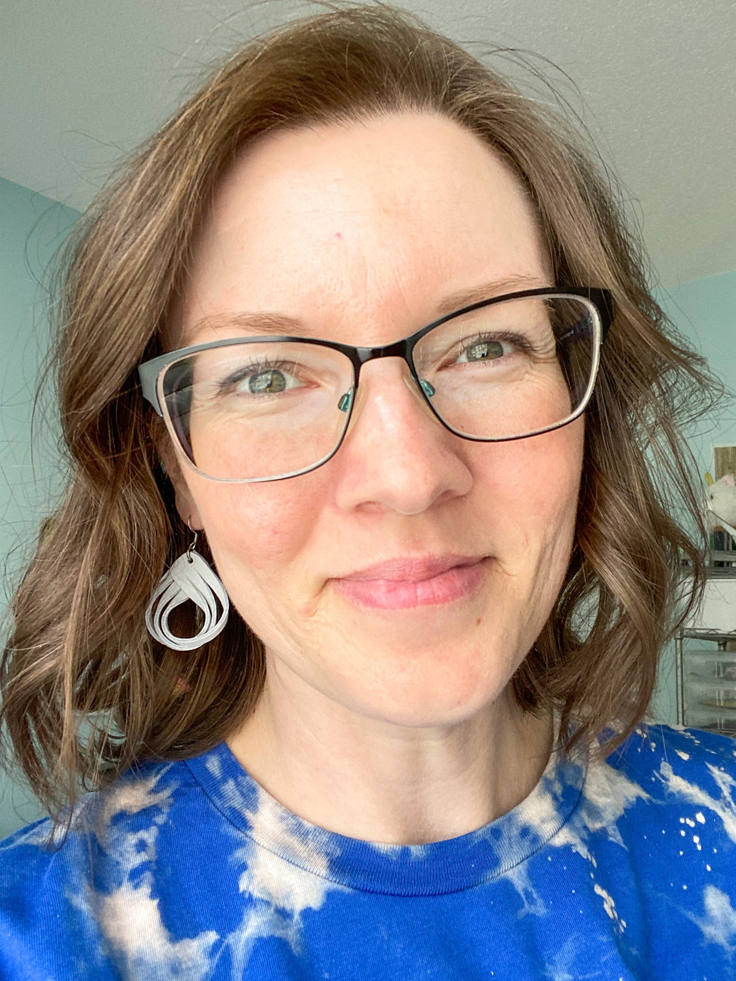 Nearly White Loop Suede Leather Earrings