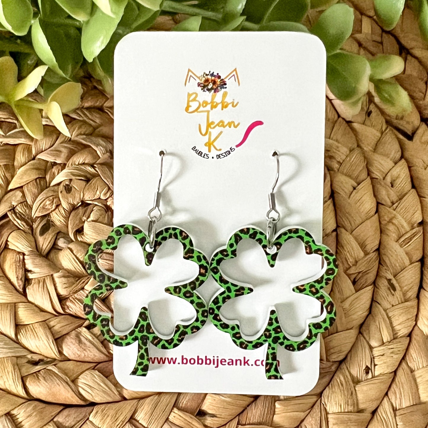 Mini Leopard Acrylic Clover Earrings: Choose From 3 Styles - LAST CHANCE