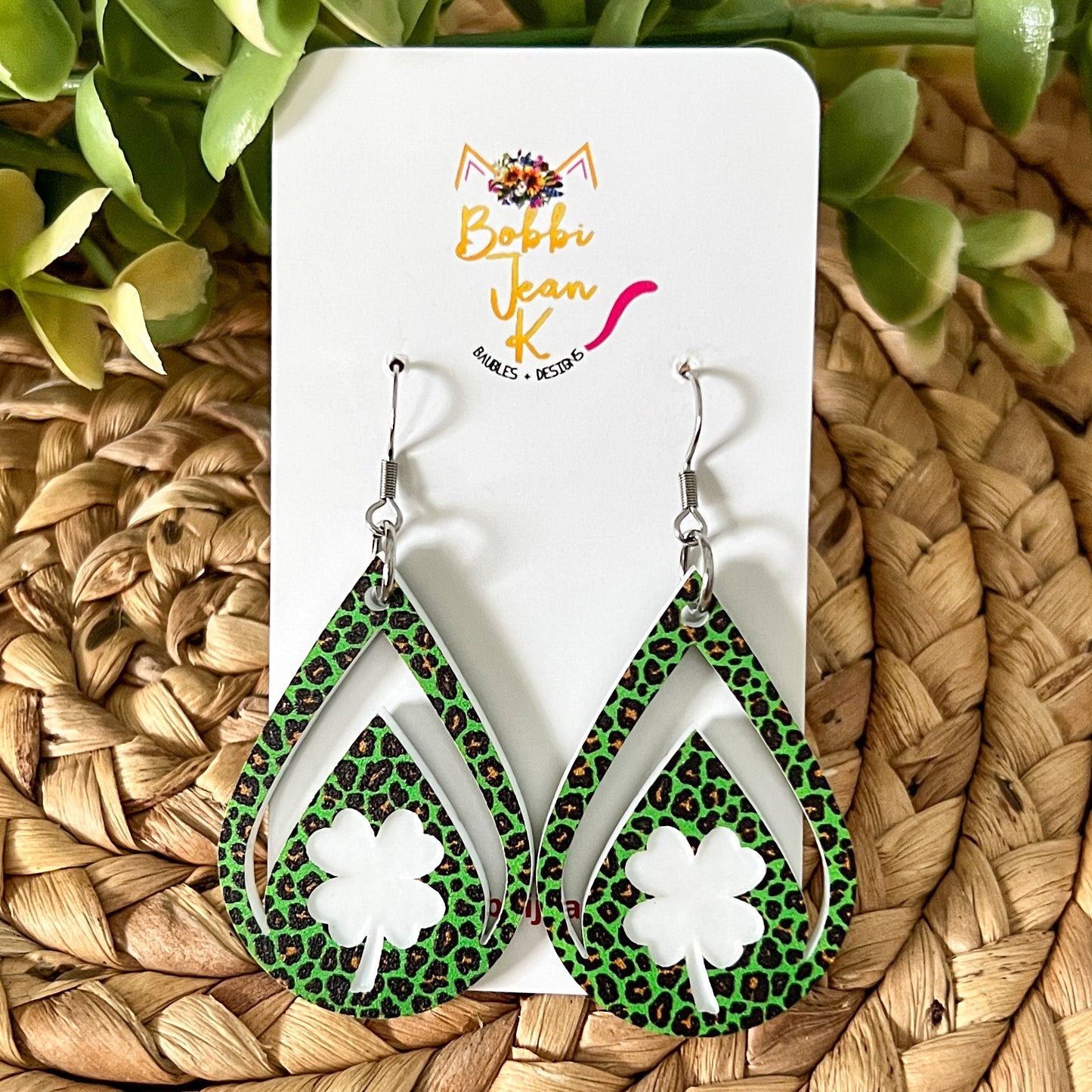 Mini Leopard Acrylic Clover Earrings: Choose From 3 Styles - LAST CHANCE
