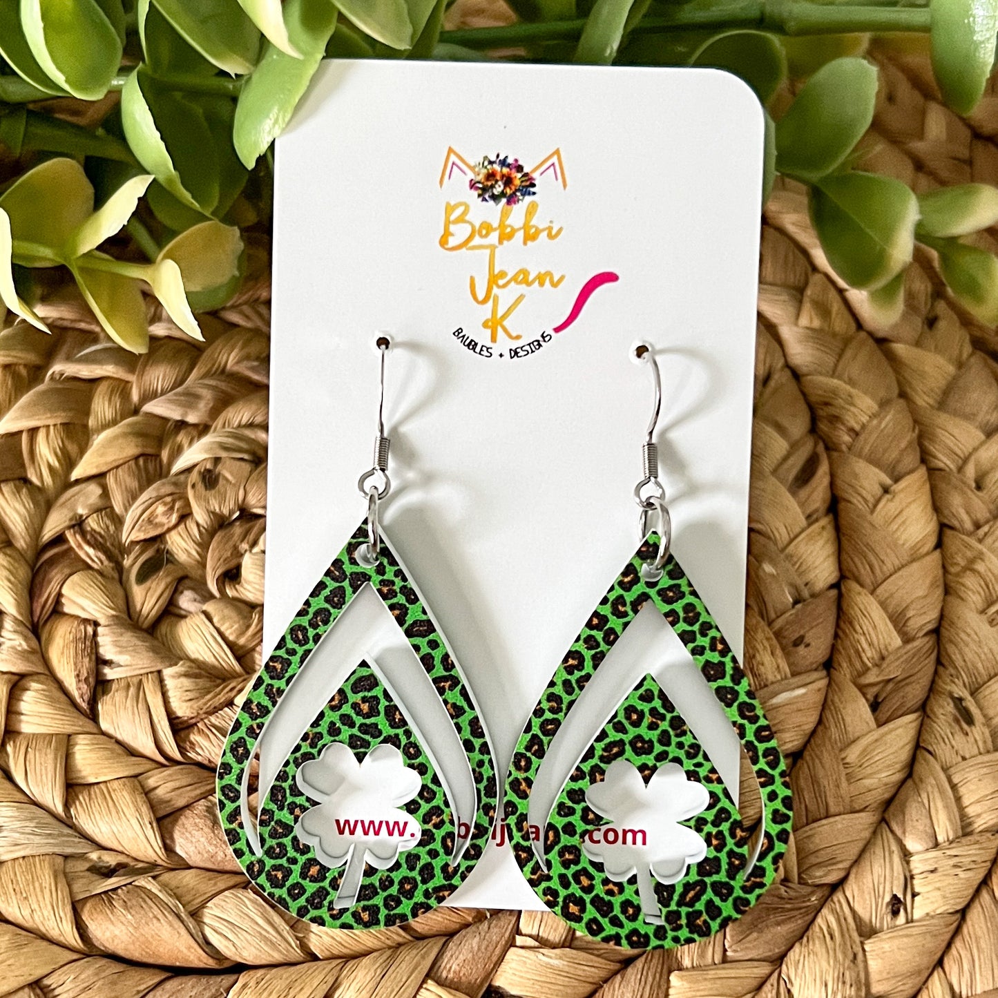 Mini Leopard Acrylic Clover Earrings: Choose From 3 Styles - LAST CHANCE