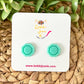 Mint Green "Piped" Octagon Clay Studs: Choose Solid, Silver, or Gold Rimmed - LAST CHANCE