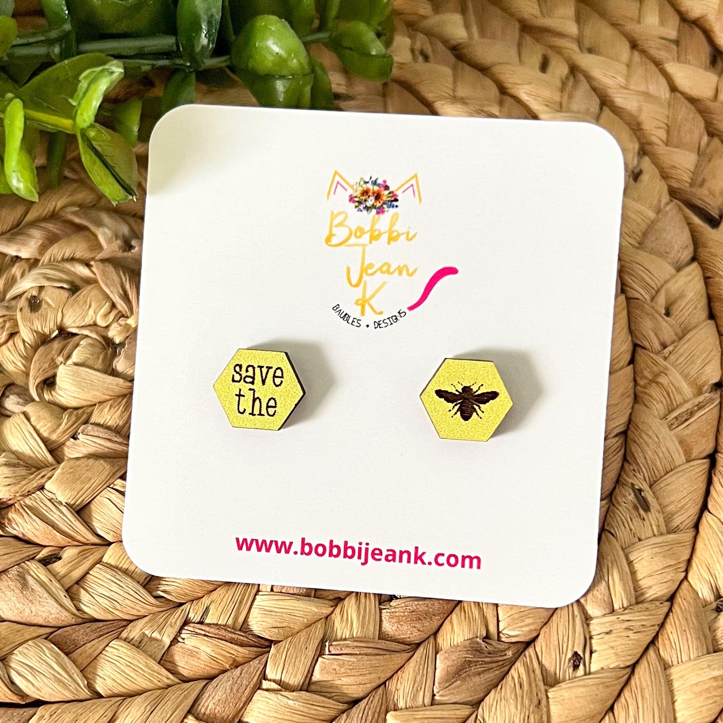 Save the Bees Wood Studs: Choose From 3 Wood Options