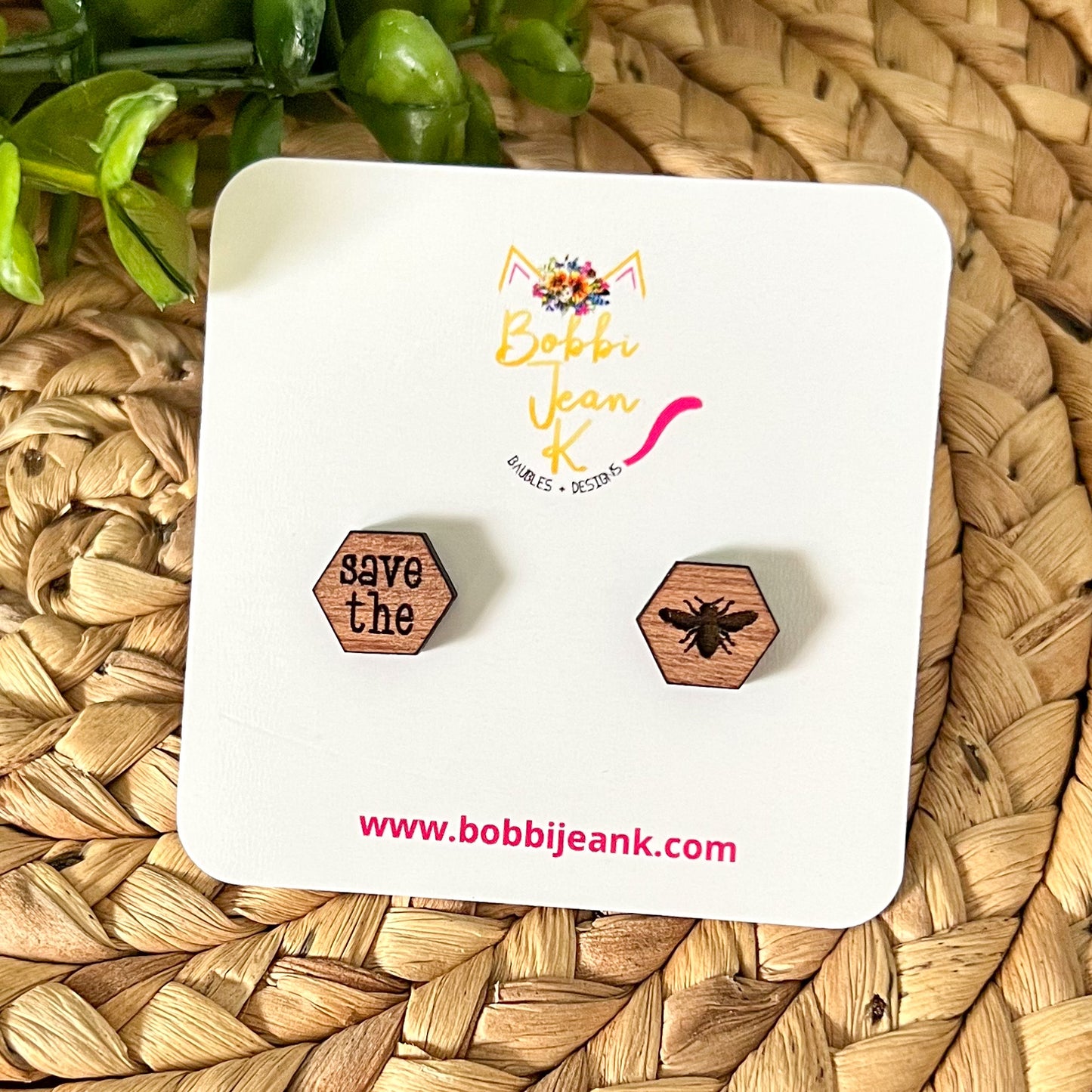 Save the Bees Wood Studs: Choose From 3 Wood Options