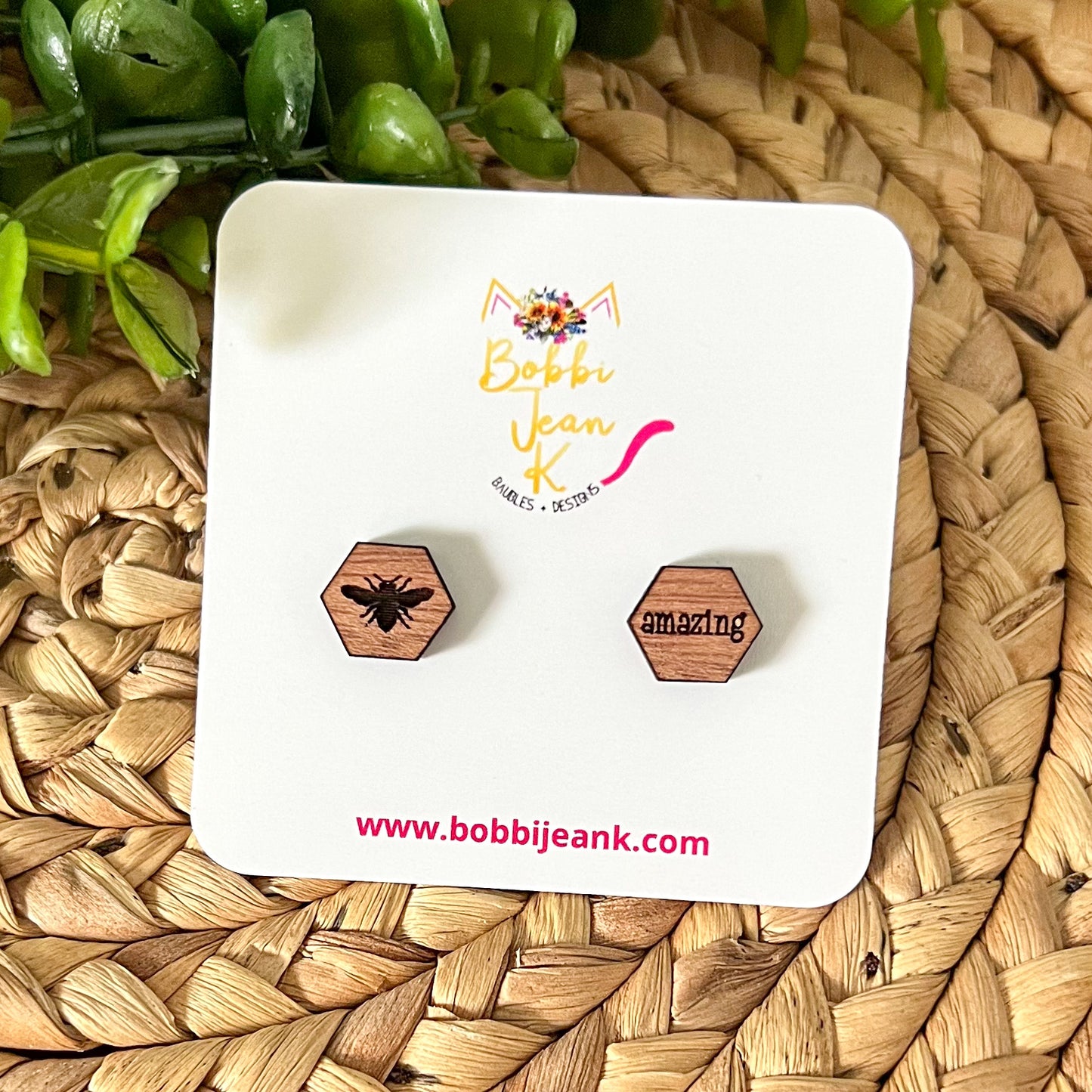 SALE: Bee Amazing Wood Studs: Choose From 3 Wood Options - DESIGN BEING DISCONTINUED (Was $8)