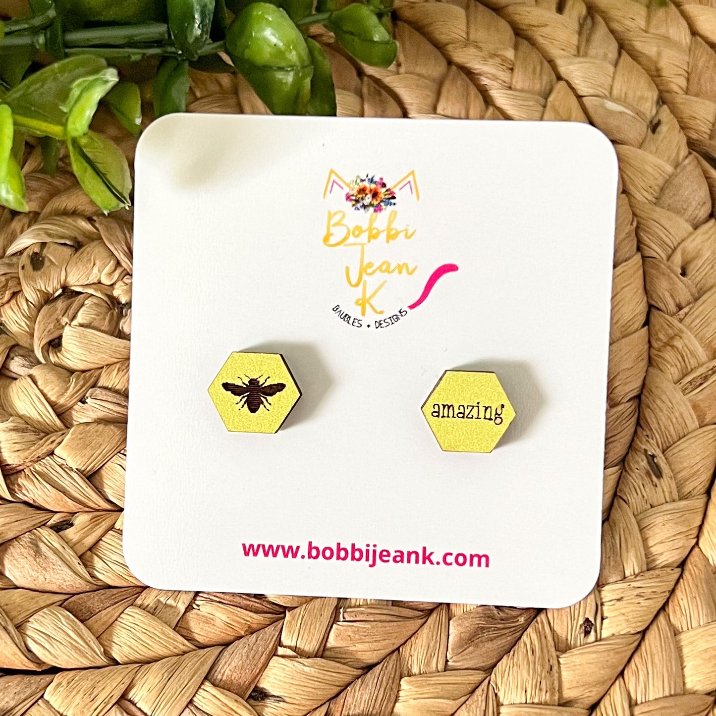 SALE: Bee Amazing Wood Studs: Choose From 3 Wood Options - DESIGN BEING DISCONTINUED (Was $8)