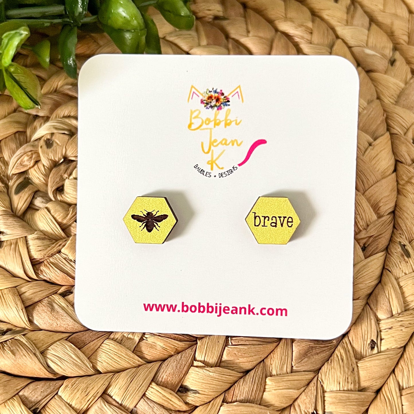 SALE: Bee Brave Wood Studs: Choose From 3 Wood Options - DESIGN BEING DISCONTINUED (Was $8)