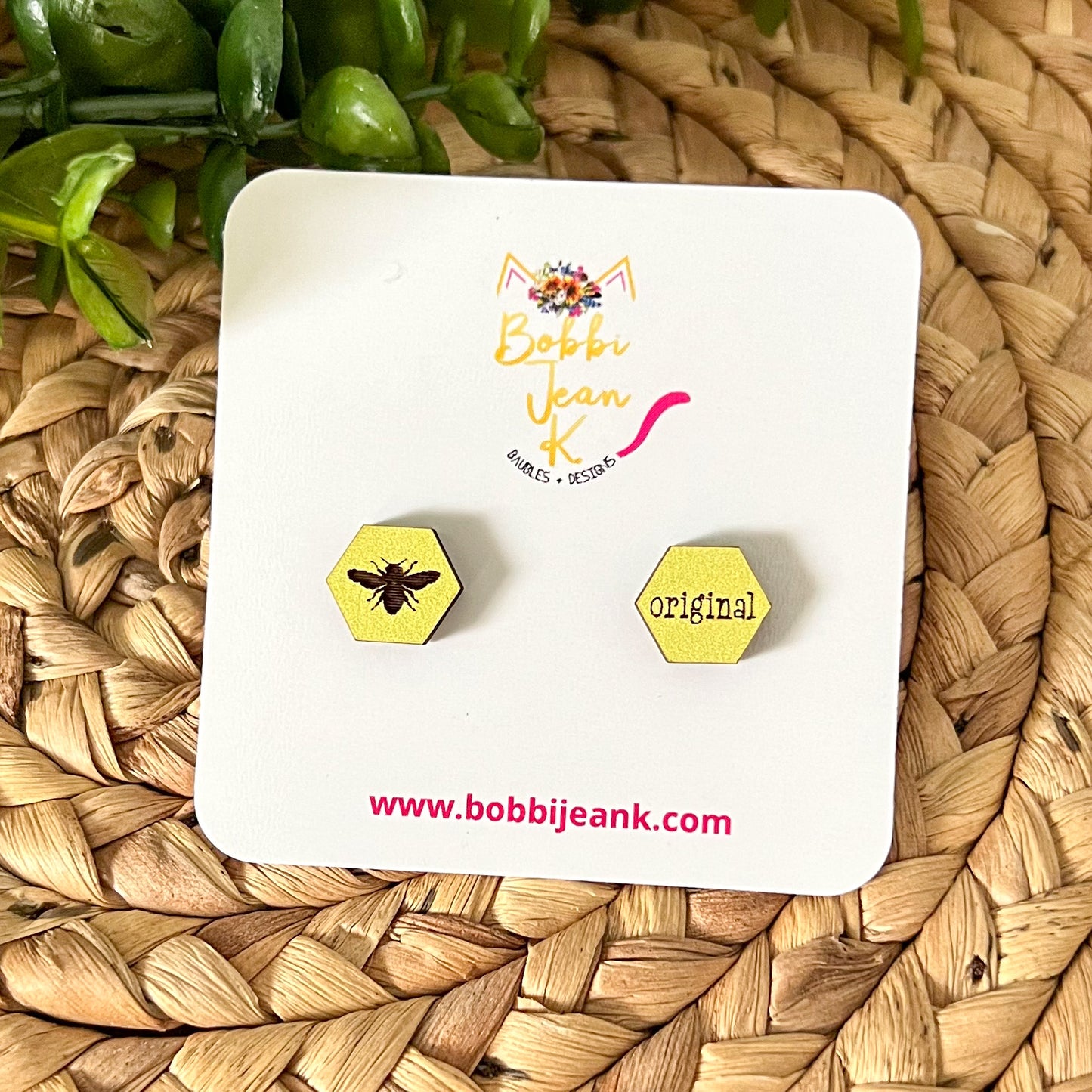 SALE: Bee Original Wood Studs: Choose From 3 Wood Options - DESIGN BEING DISCONTINUED (Was $8)