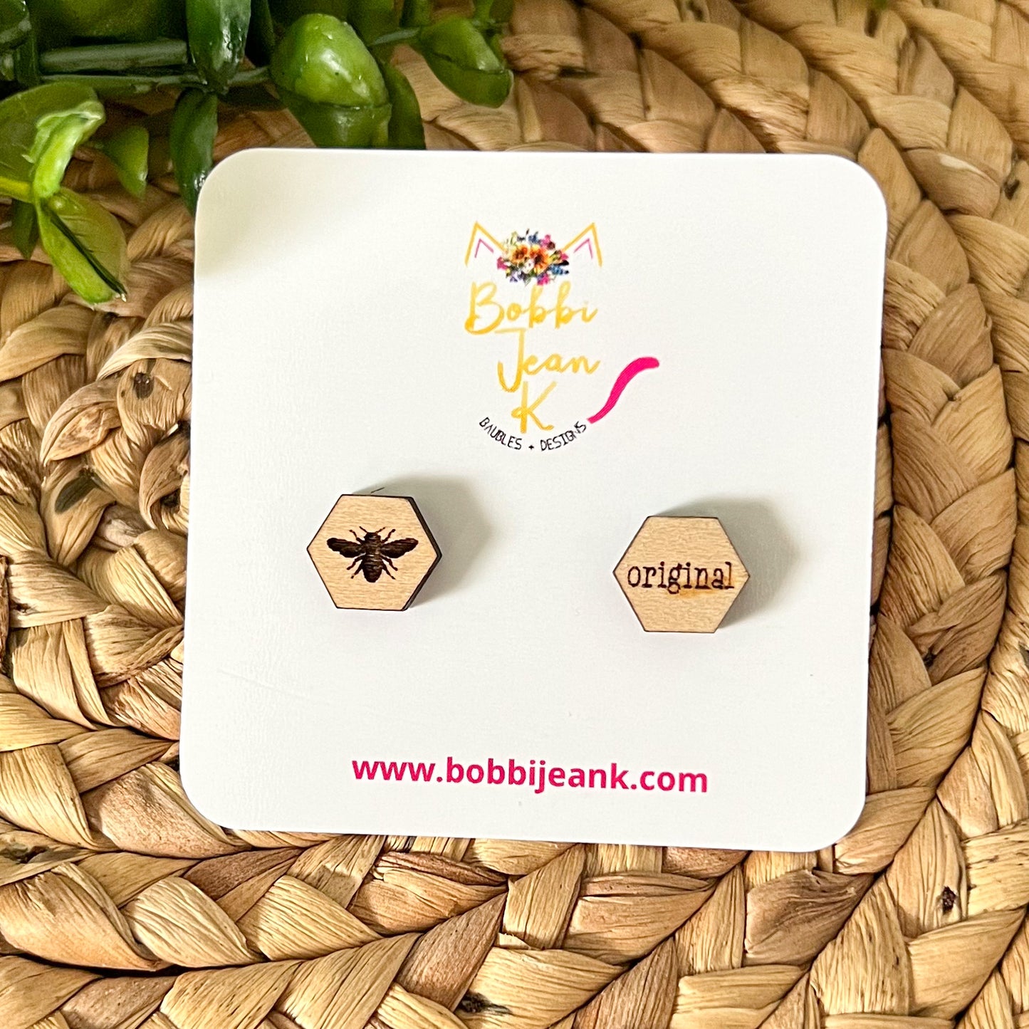 SALE: Bee Original Wood Studs: Choose From 3 Wood Options - DESIGN BEING DISCONTINUED (Was $8)