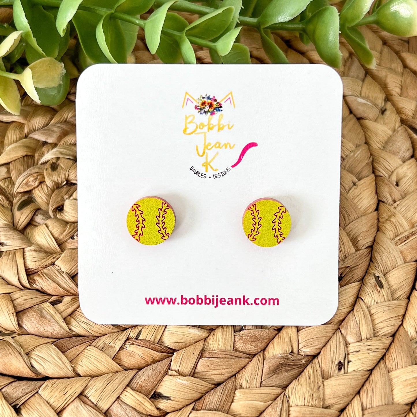 SALE: Baseball & Softball Acrylic Studs - ONLY SOFTBALL LEFT (WAS $10)