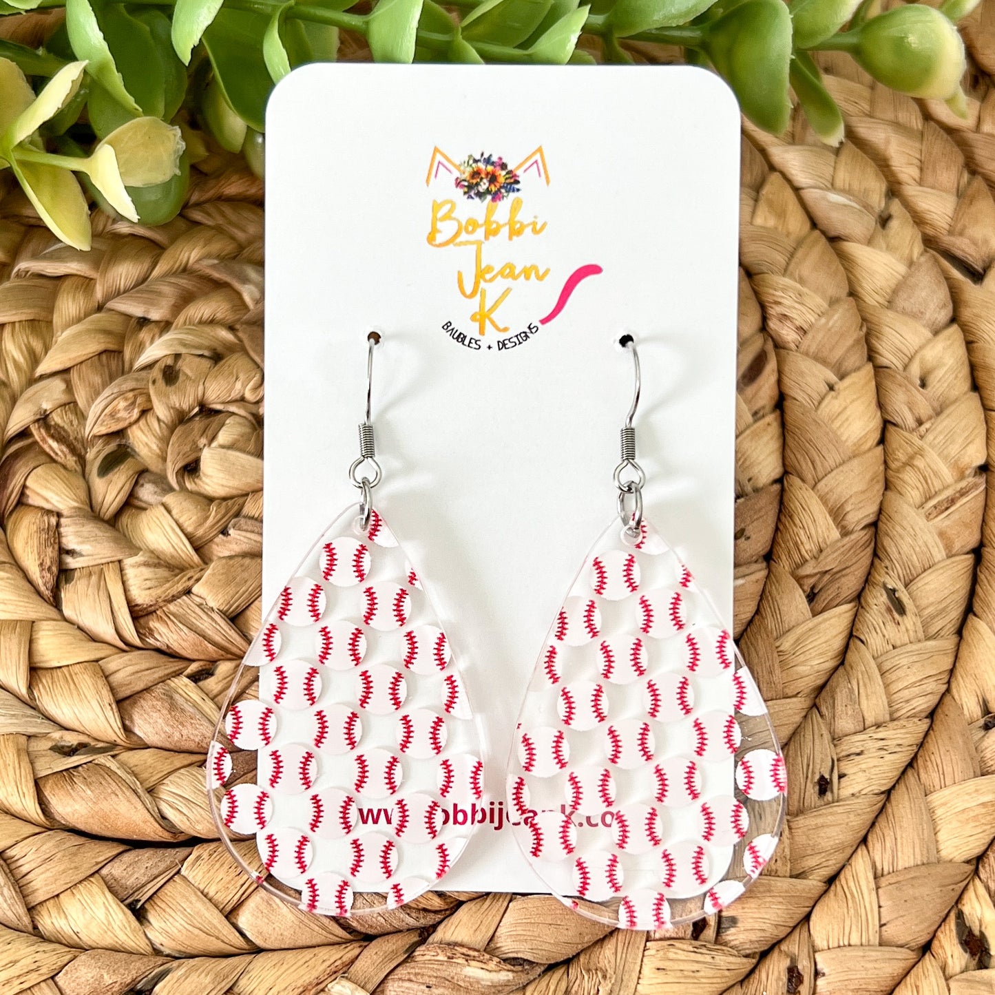 SALE: Baseball & Softball Acrylic Teardrop Earrings - LAST CHANCE (WAS $14)